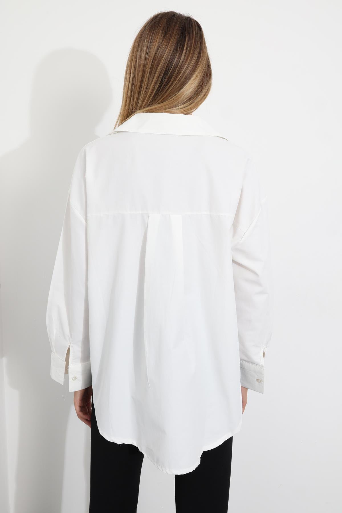 Beyaz Oversize Gömlek 233014