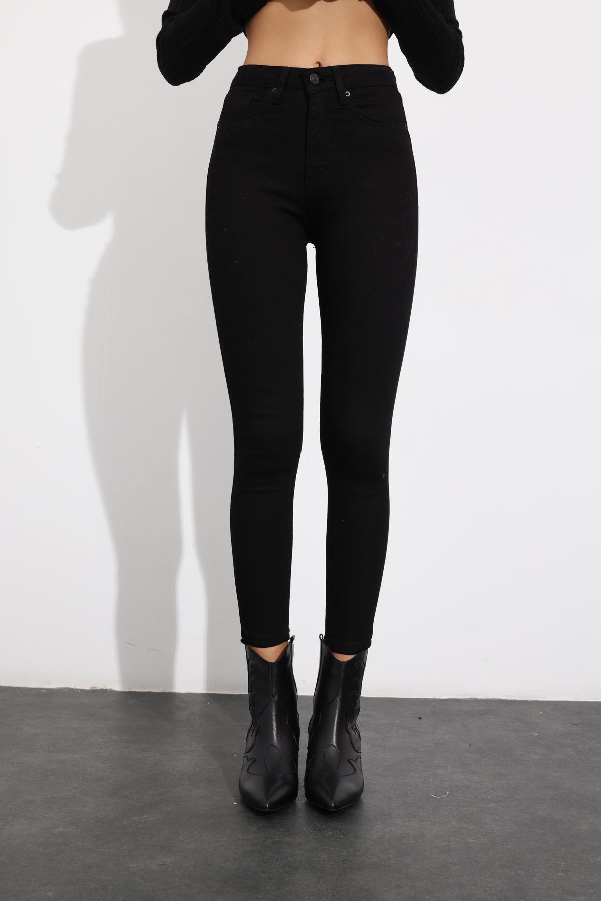 Siyah Yüksek Bel Toparlayan Skinny Jean