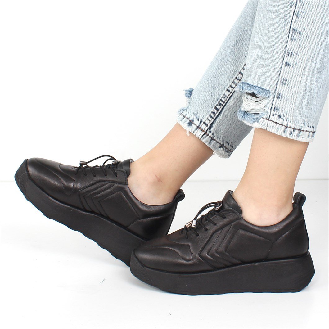 Siyah Deri Dolgu Topuk Ayakkabı Kadın 659 20508-1 | Celal Gültekin