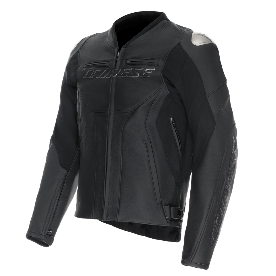 Dainese ブラック ライダースジャケット Dainese Racing 5 Black Black Deri Mont