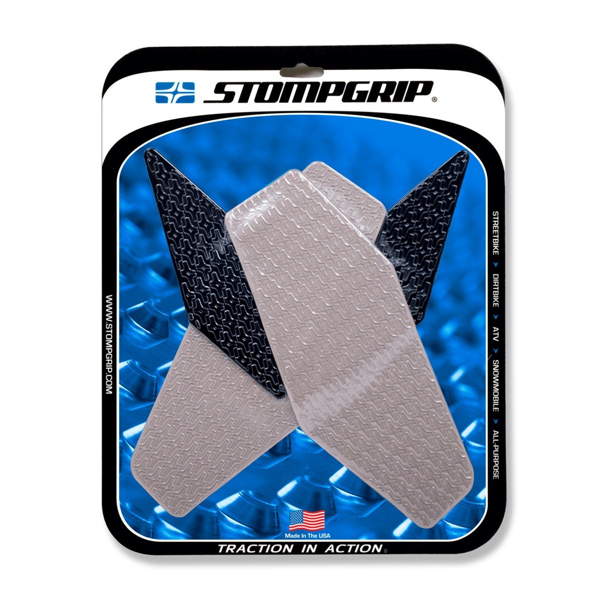 Stompgrip/Street Bike Tank Grips Icon - 0010 - Clear/Black