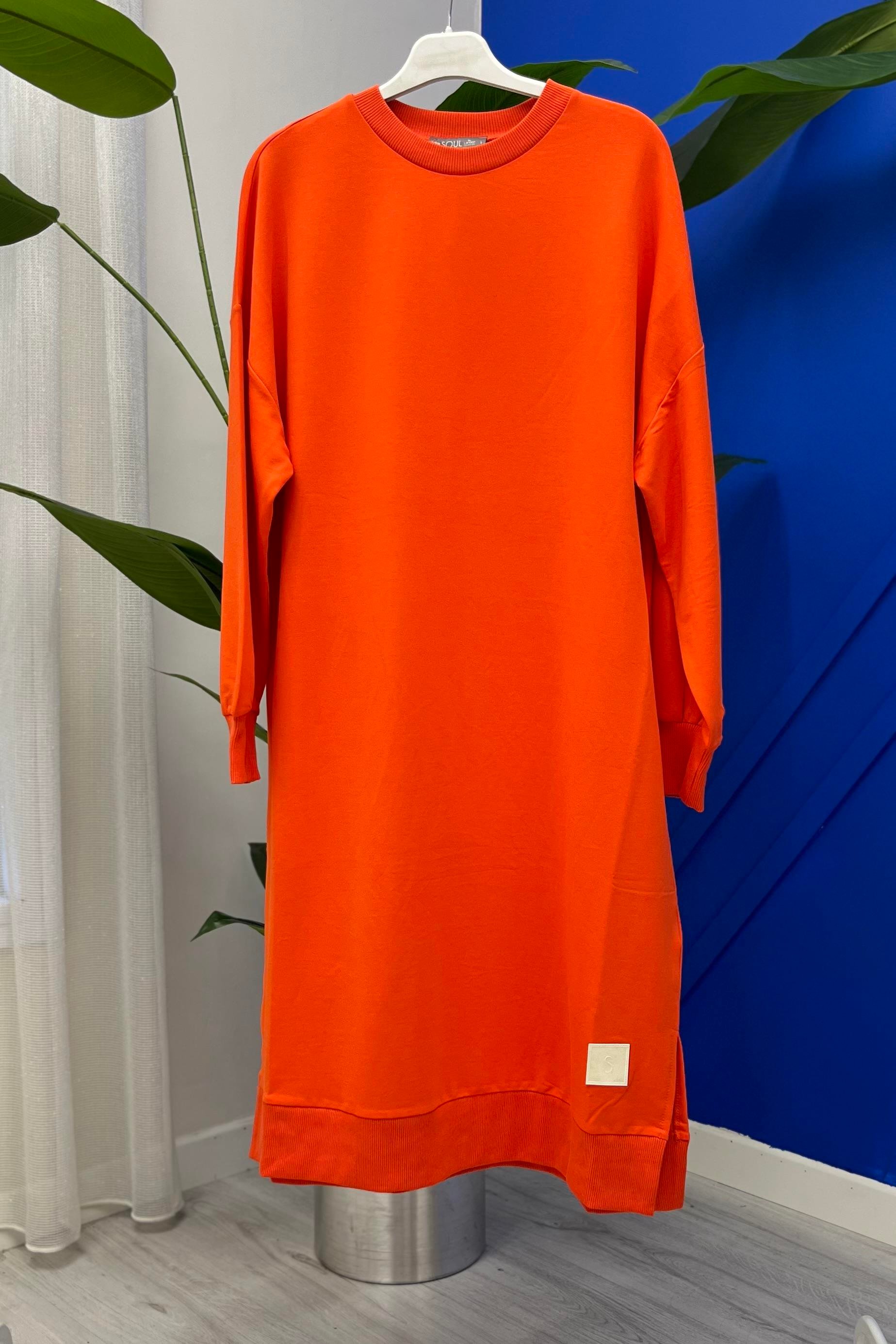 Soul 30645 Düz Renk Uzun Boy Sweat Tunik - Açık Kırmızı Sweatshirt SOUL -  Bilen Giyim