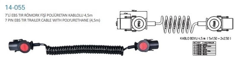 AKSA 14055 AKSA TIR ABS-EBS KABLOSU 7'Lİ (4.5 MT)