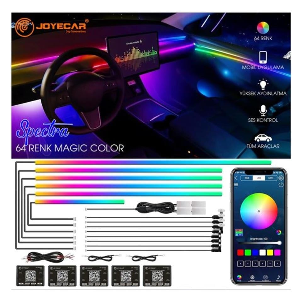 JOYECAR JOY-ALSPC01 12V NEON IŞIKLI KABLO (AYARLANABİLİR 64 RENKLİ)