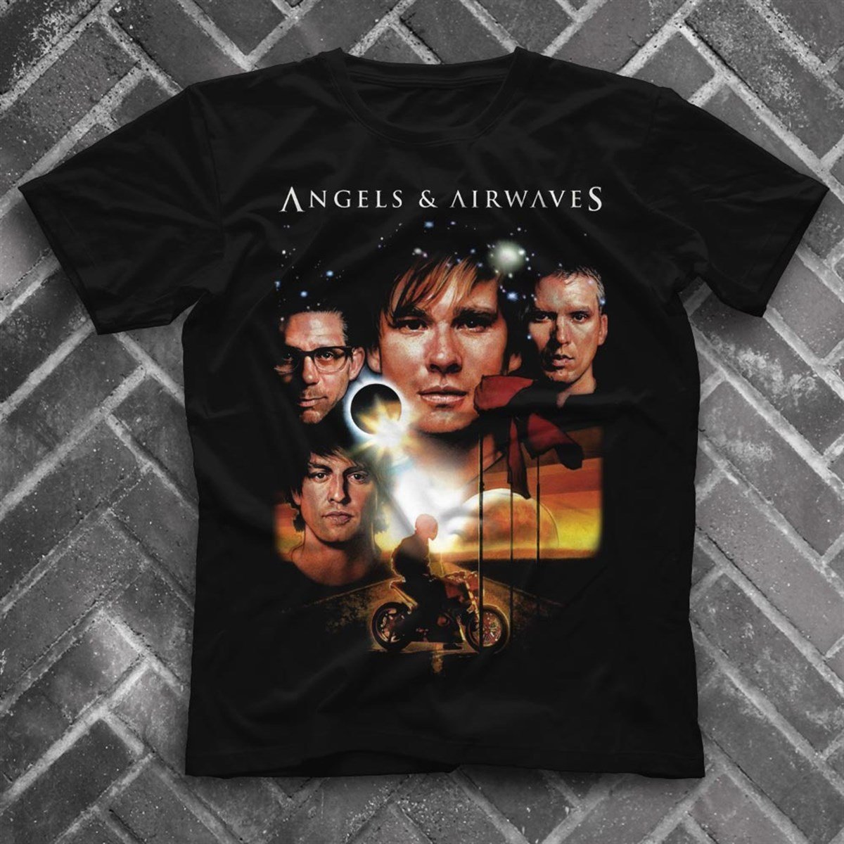 Angels and Airwaves Siyah Unisex Ti ort T Shirt Ti ort Fabrikas