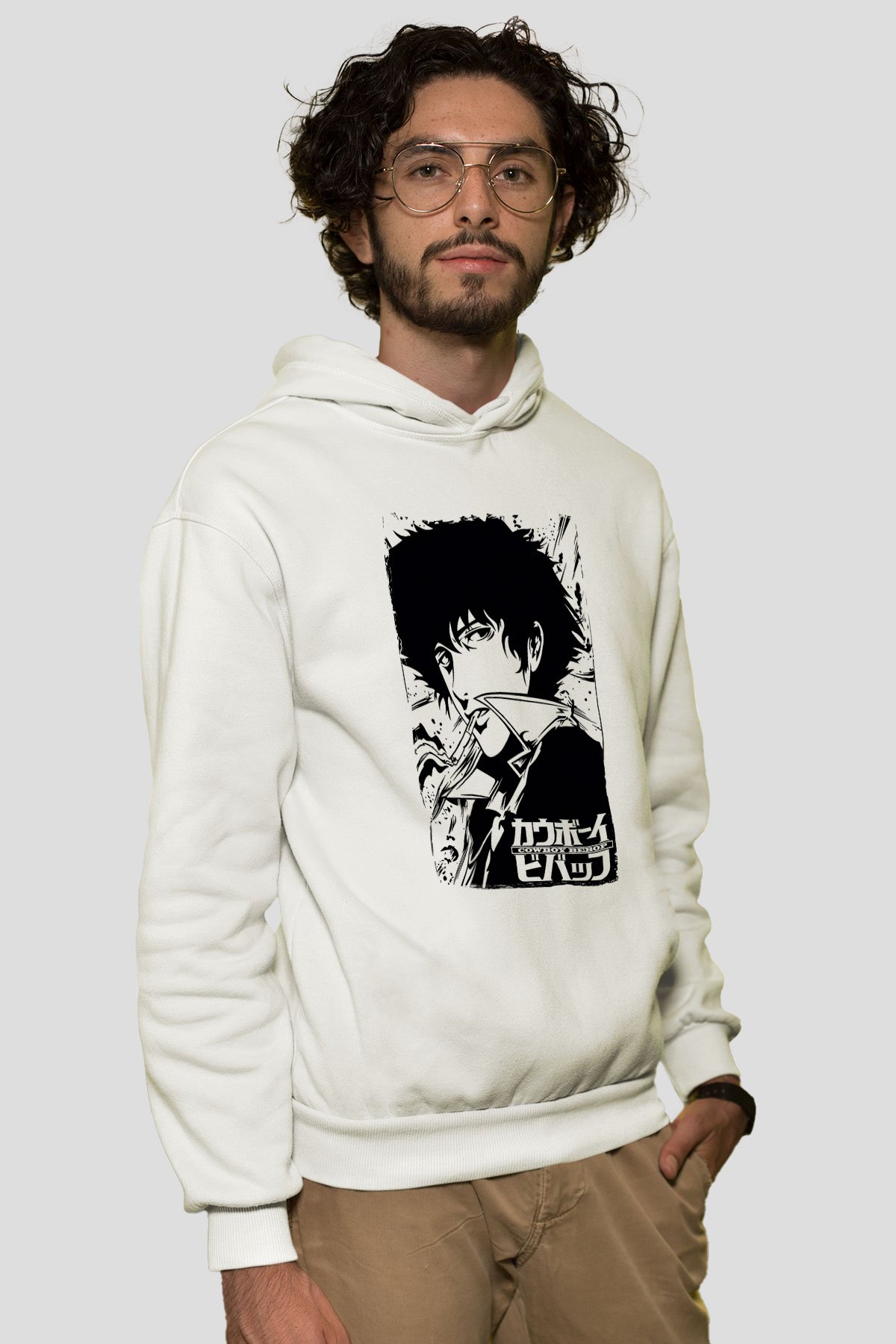 Cowboy Bebop Bask l Unisex Beyaz Kapu onlu Sweatshirt Hoodie