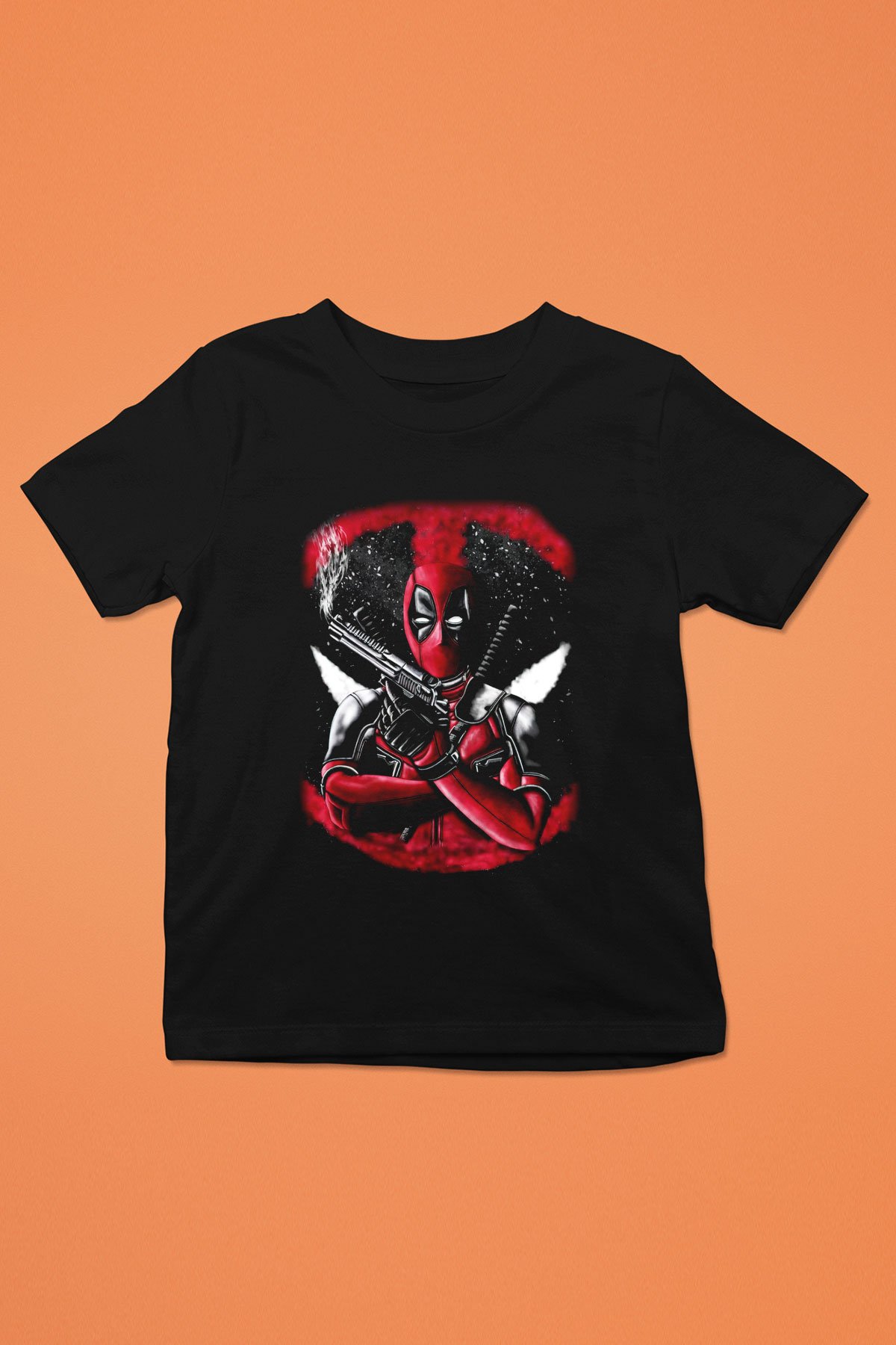 Deadpool Baskılı Siyah Unisex Çocuk Tişört