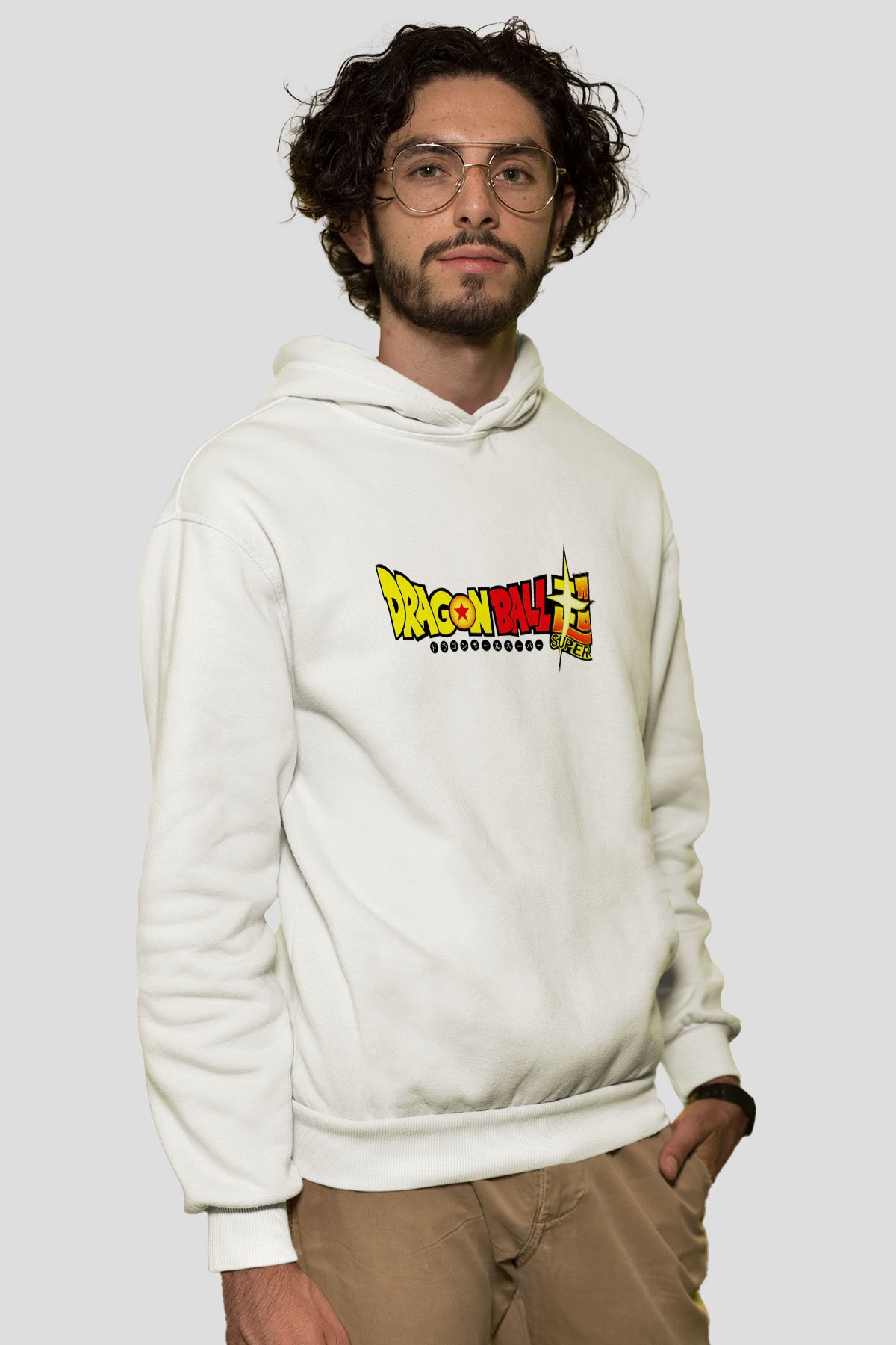 Dragonball Beyaz Unisex Kap onlu Sweatshirt