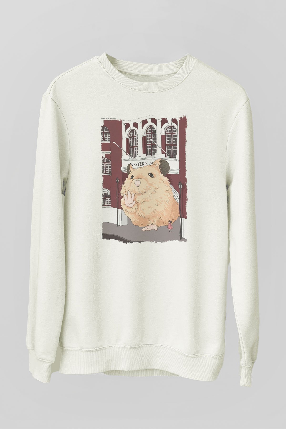 Hamster Beyaz Unisex Sweatshirt - T-Shirt | TisortFabrikasi