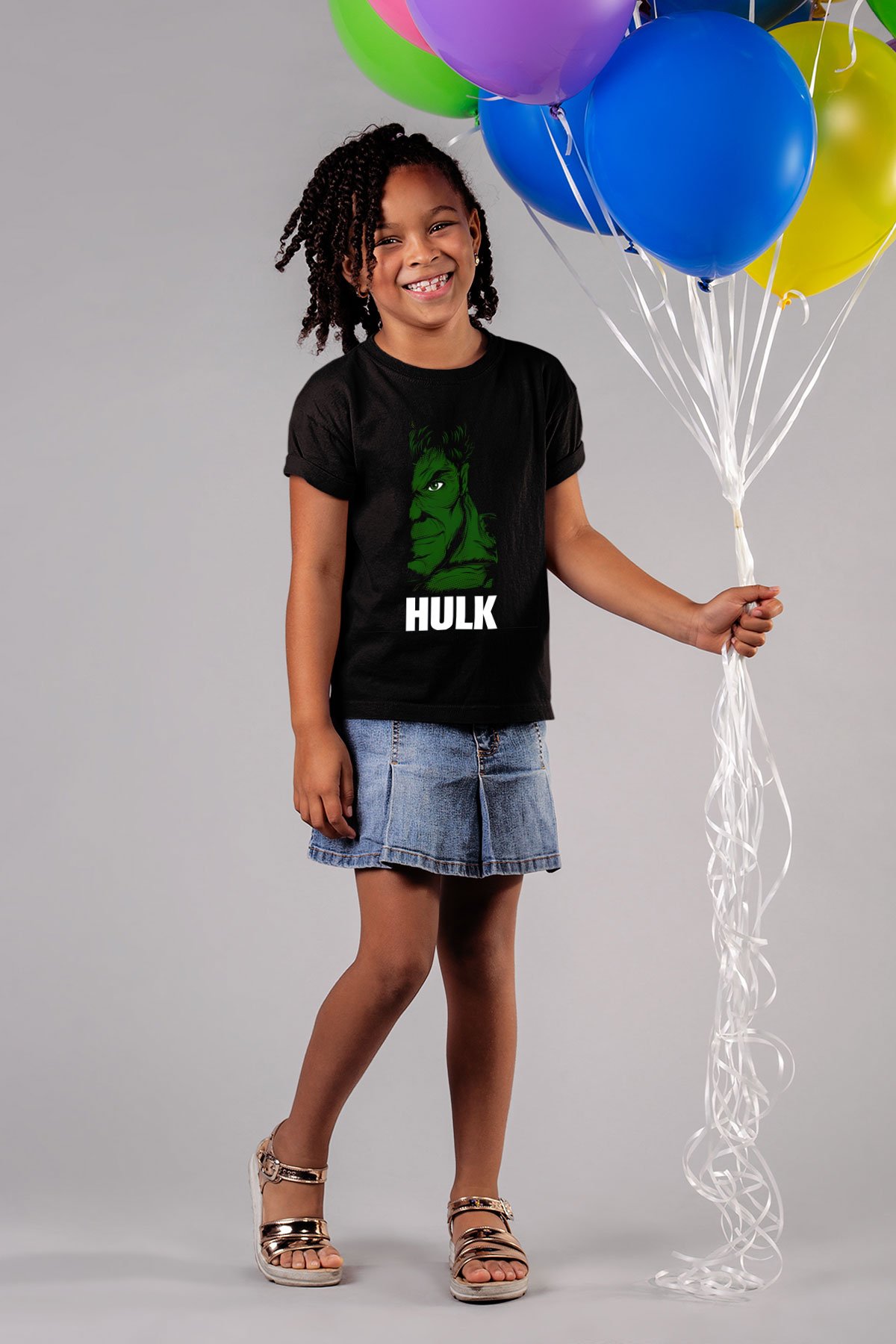 Hulk Baskılı Siyah Unisex Çocuk Tişört
