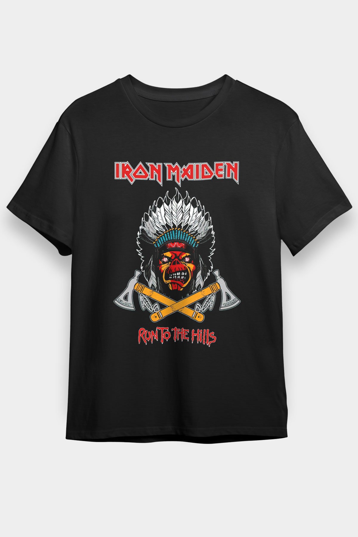 Iron Maiden Run To The Hills Siyah Unisex Tişört T-Shirt - TişörtFabrikası