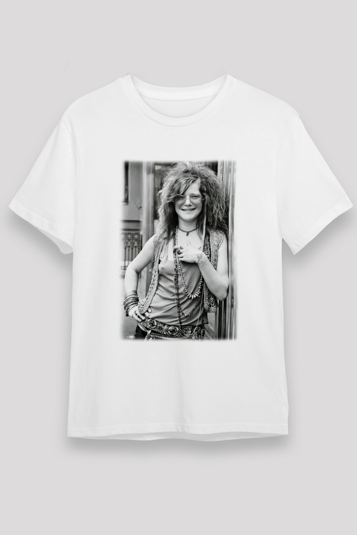 Janis Joplin Beyaz Unisex Ti ort T Shirt Ti ortFabrikas