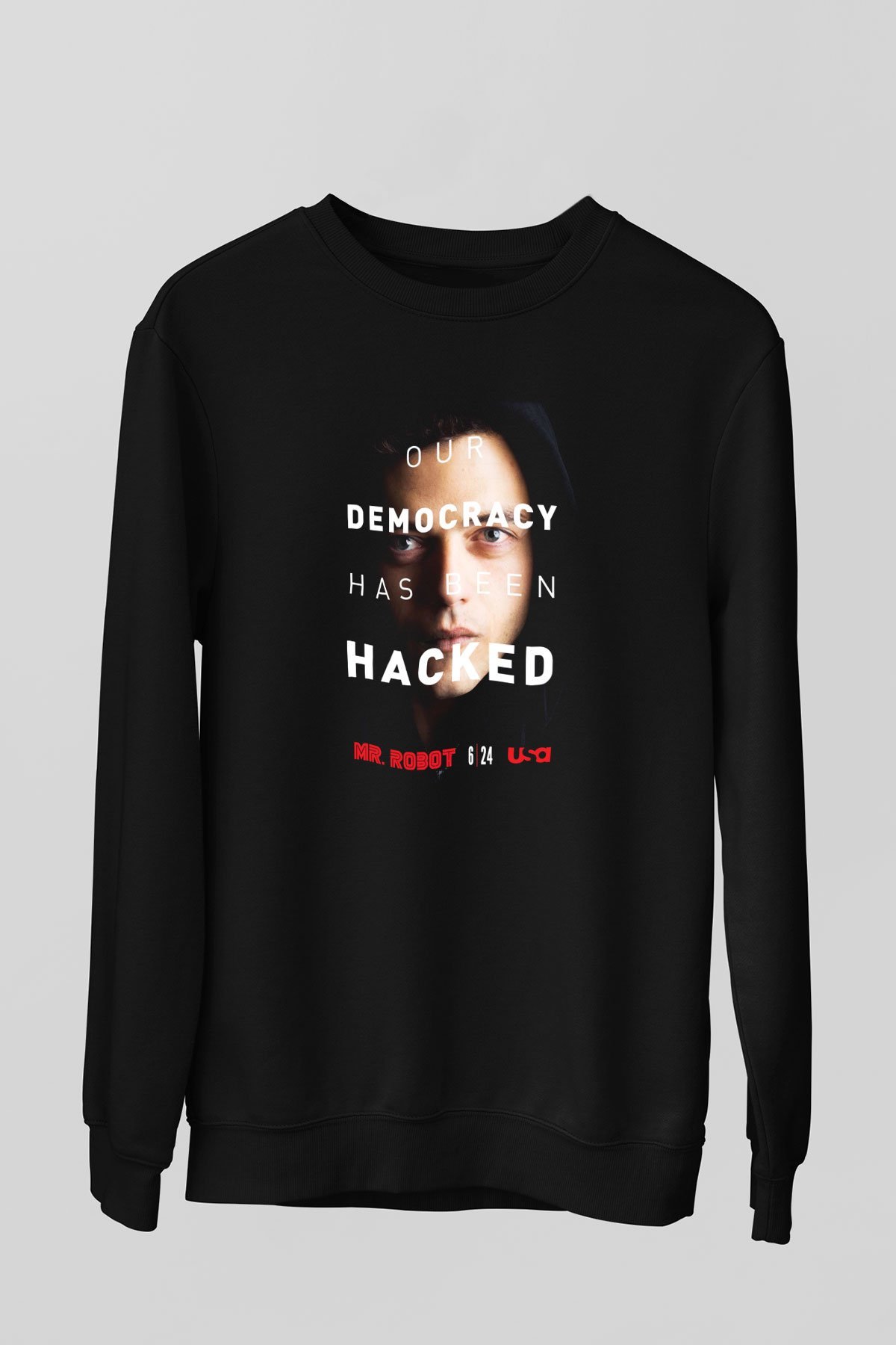 Mr. Robot Siyah Unisex Sweatshirt