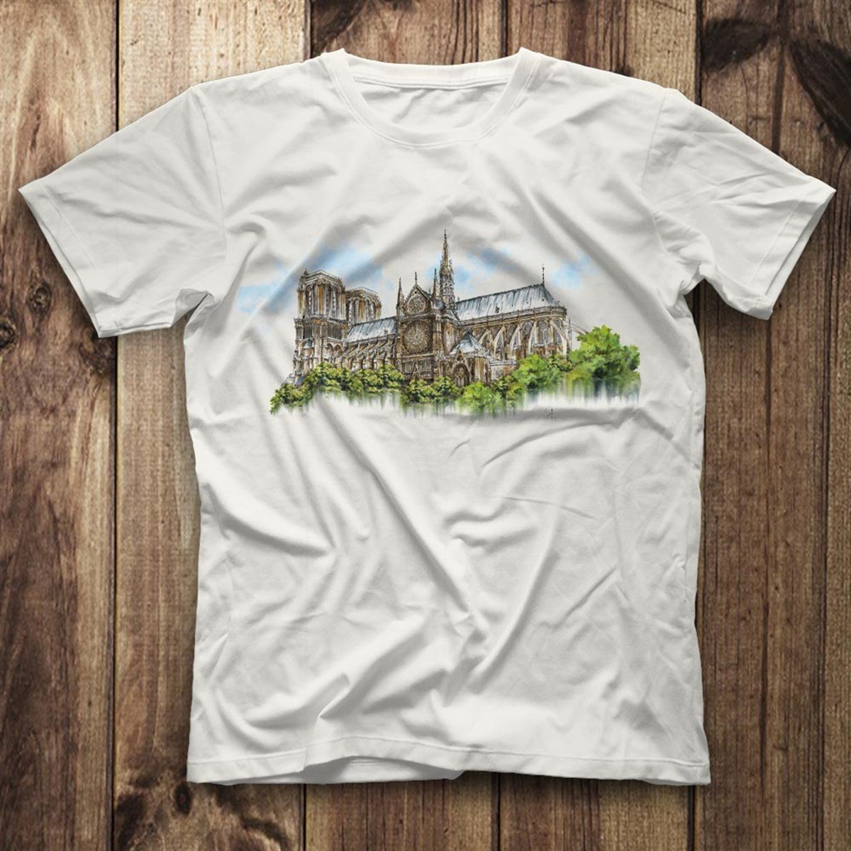Notre Dame Katedrali Beyaz Unisex Ti ort T Shirt TisortFabrikasi