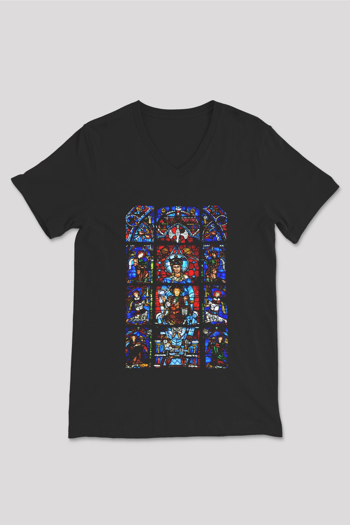 Notre Dame Katedrali Siyah Unisex V Yaka Ti ort T Shirt