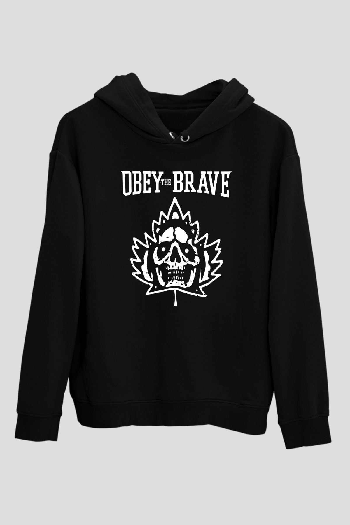 Obey the Brave Siyah Unisex Kapu onlu Sweatshirt