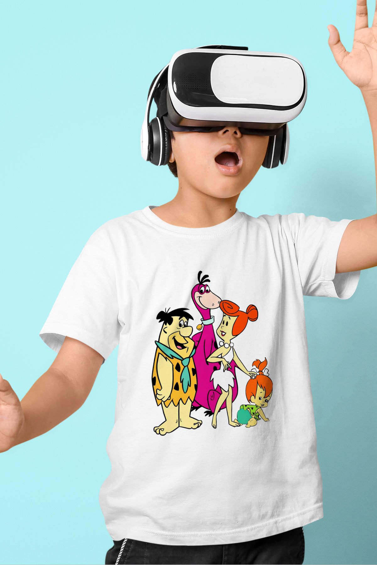 The Flintstones Taş Devri Baskılı Beyaz Unisex Çocuk Tişört