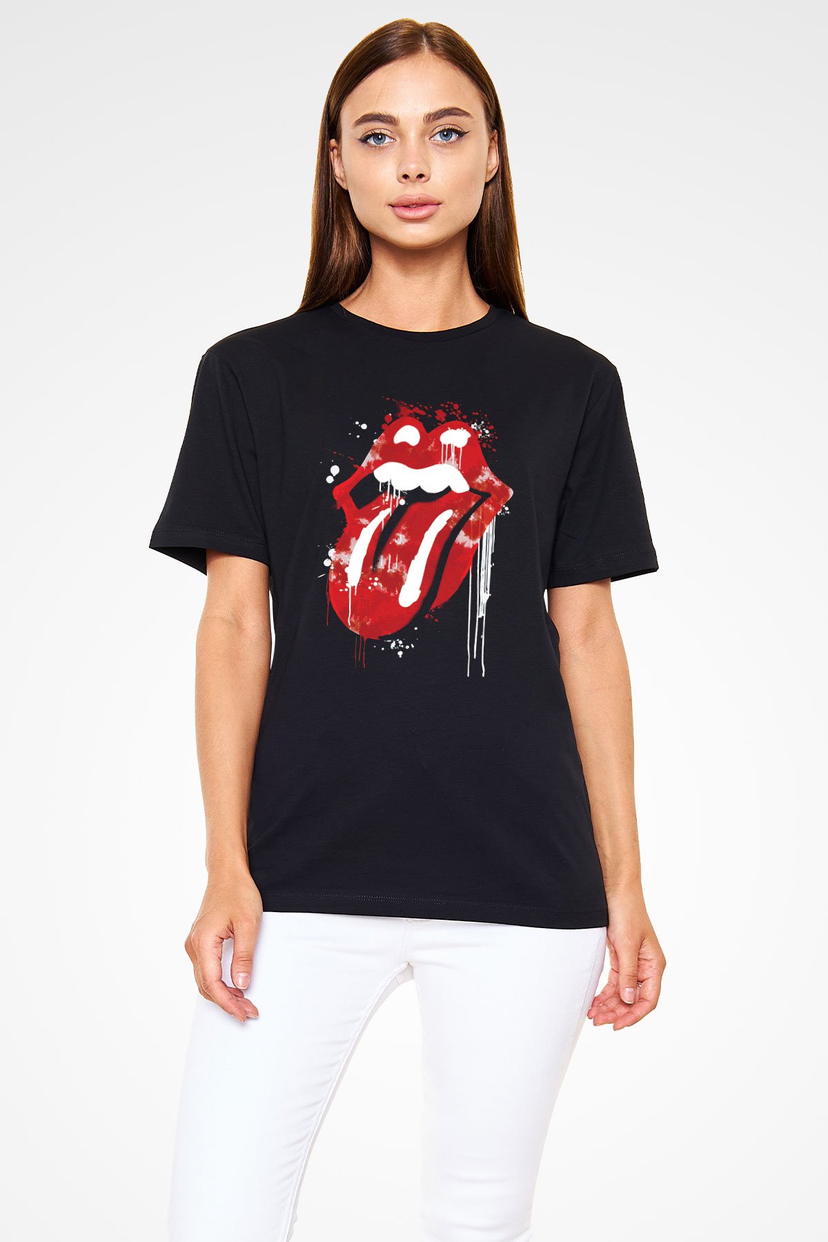 The Rolling Stones Logo Siyah Unisex Ti ort T Shirt Ti ortFabrikas