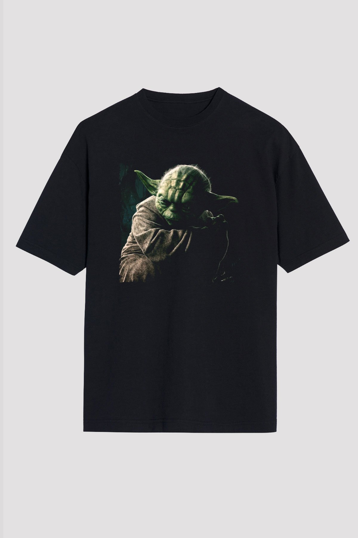 Unisex Master Yoda Baskılı Siyah Oversize Tişört