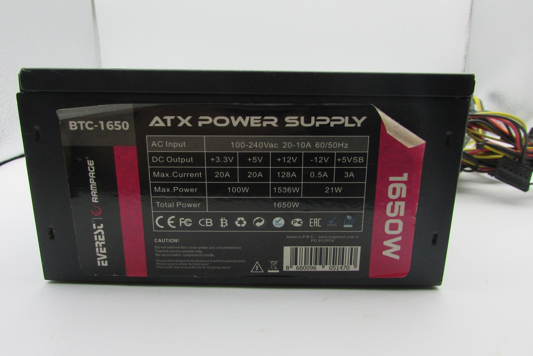 Rampage Bitcoin BTC-1650 1650W Power Supply