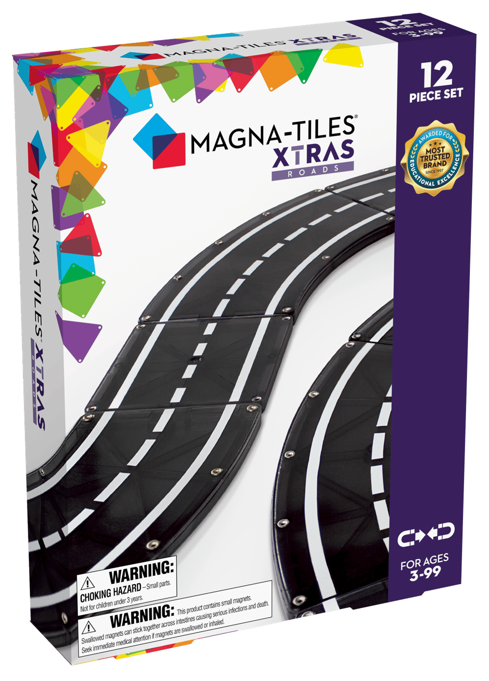 テイルズ　RR12枚 MAGNA-TILES® - XTRA Roads Manyetik Bloklar - 12 Parça - 23812