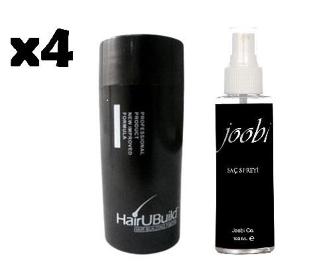HUB - Hair U Build Saç Tozu Siyah + 100 ml Joobi Sprey - 4 Adet