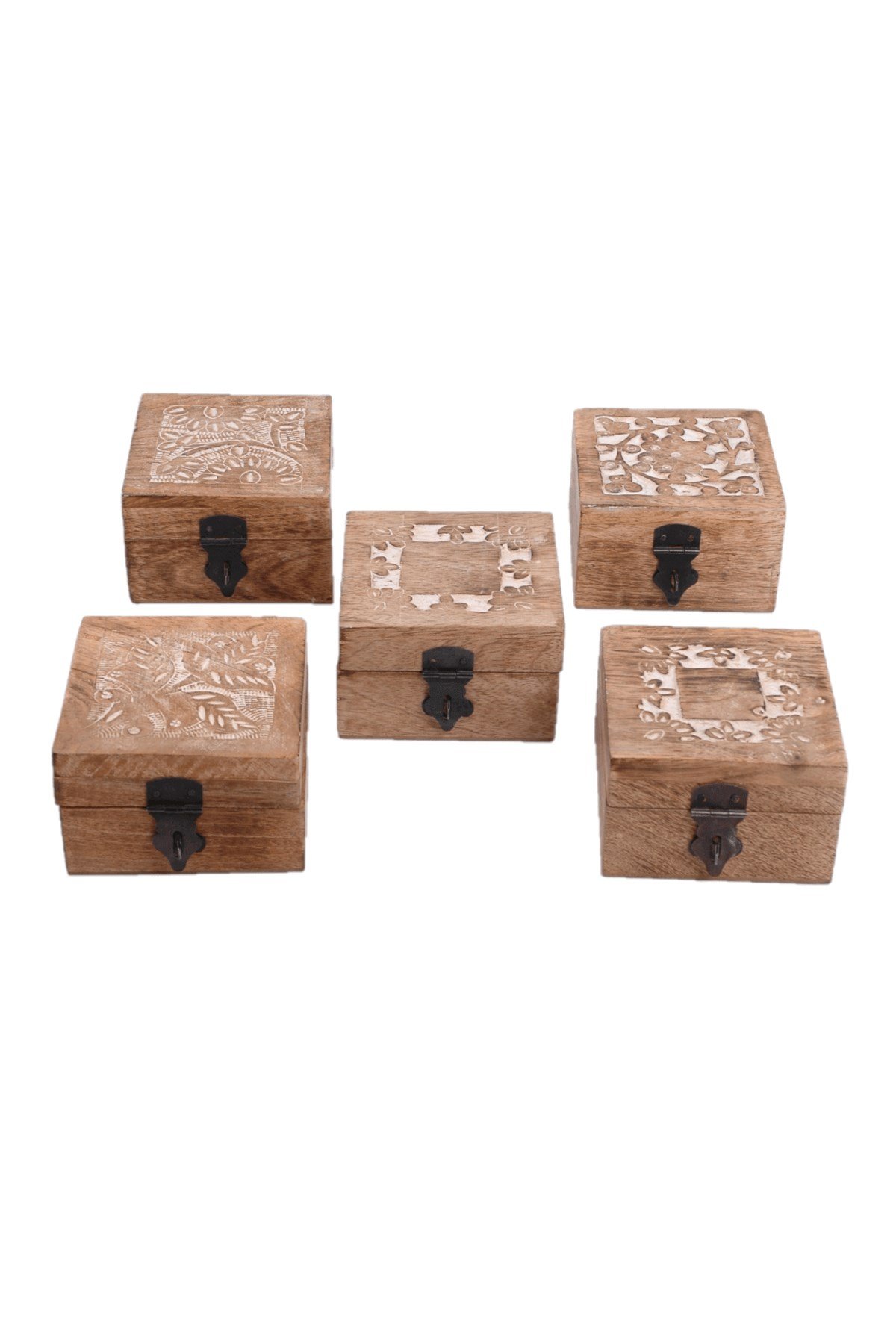 10x10 Ahşap Kabartma Desenli Kare Kutu