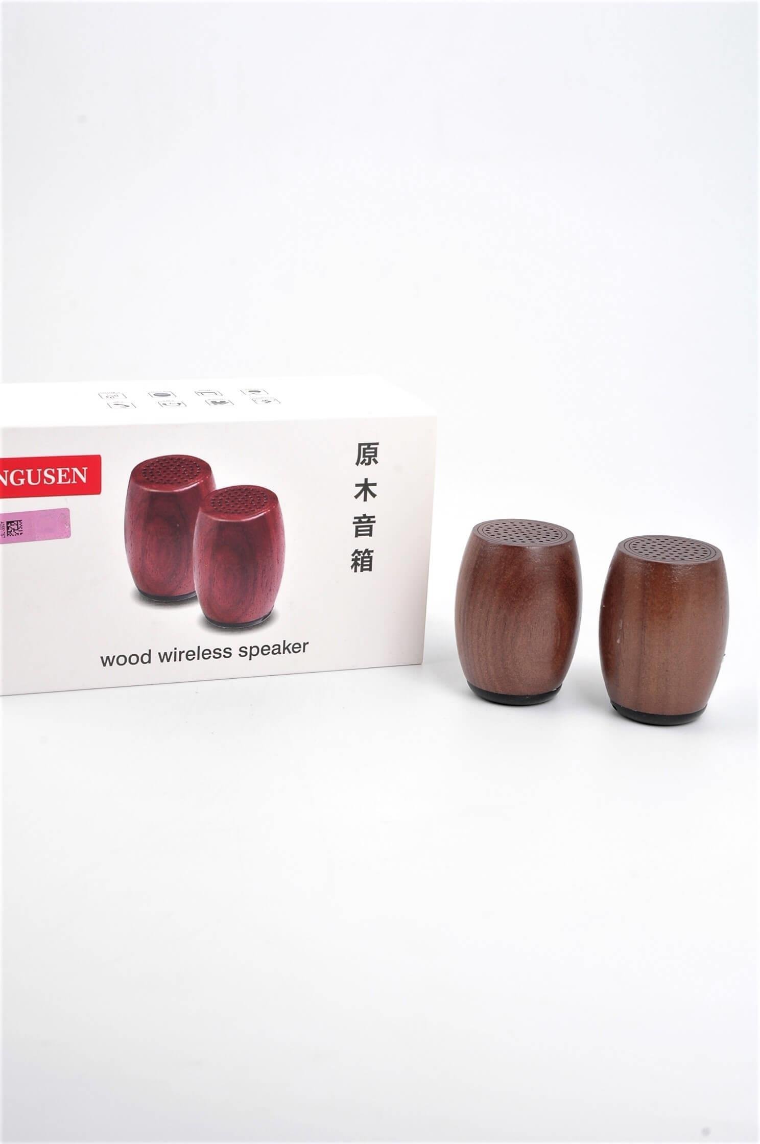 2li Ahşap Mini Bluetooth Hoparlör Seti Ceviz Renk