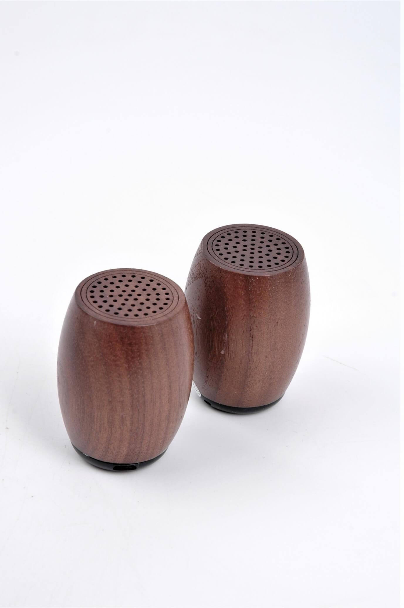 2li Ahşap Mini Bluetooth Hoparlör Seti Ceviz Renk