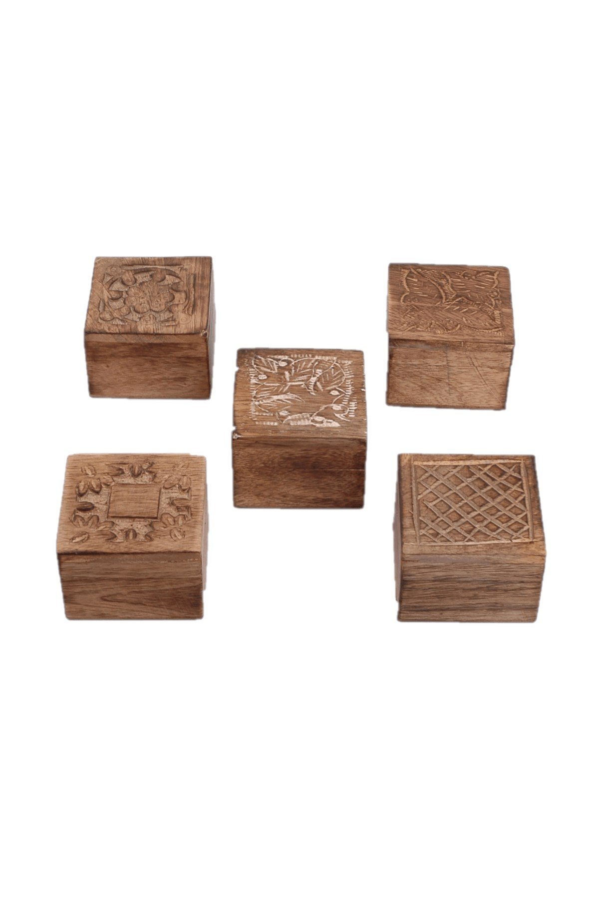 7x7 Ahşap Kabartma Desenli Kare Kutu