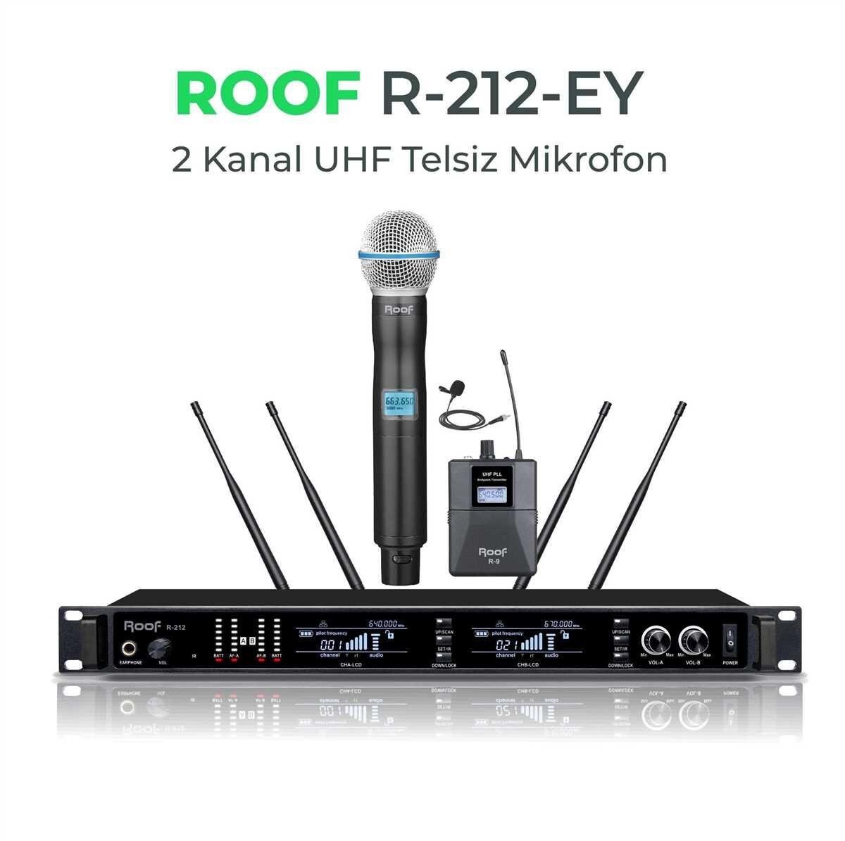 ROOF R-212 EY UHF TELSİZ 1EL+1 YAKA MİKROFON