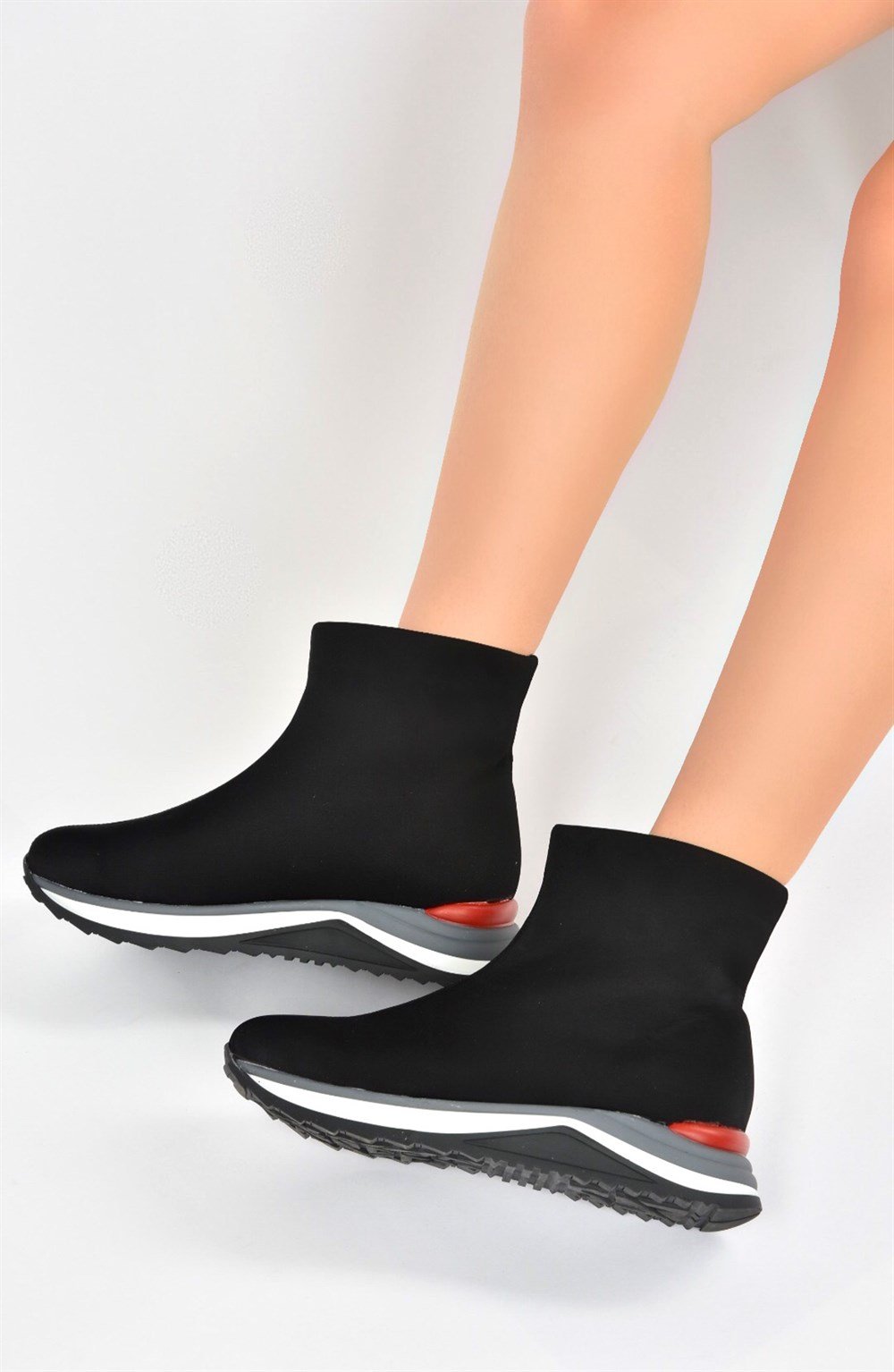 Siyah Kumaş Çorap Formlu Kadın Bot L288211204