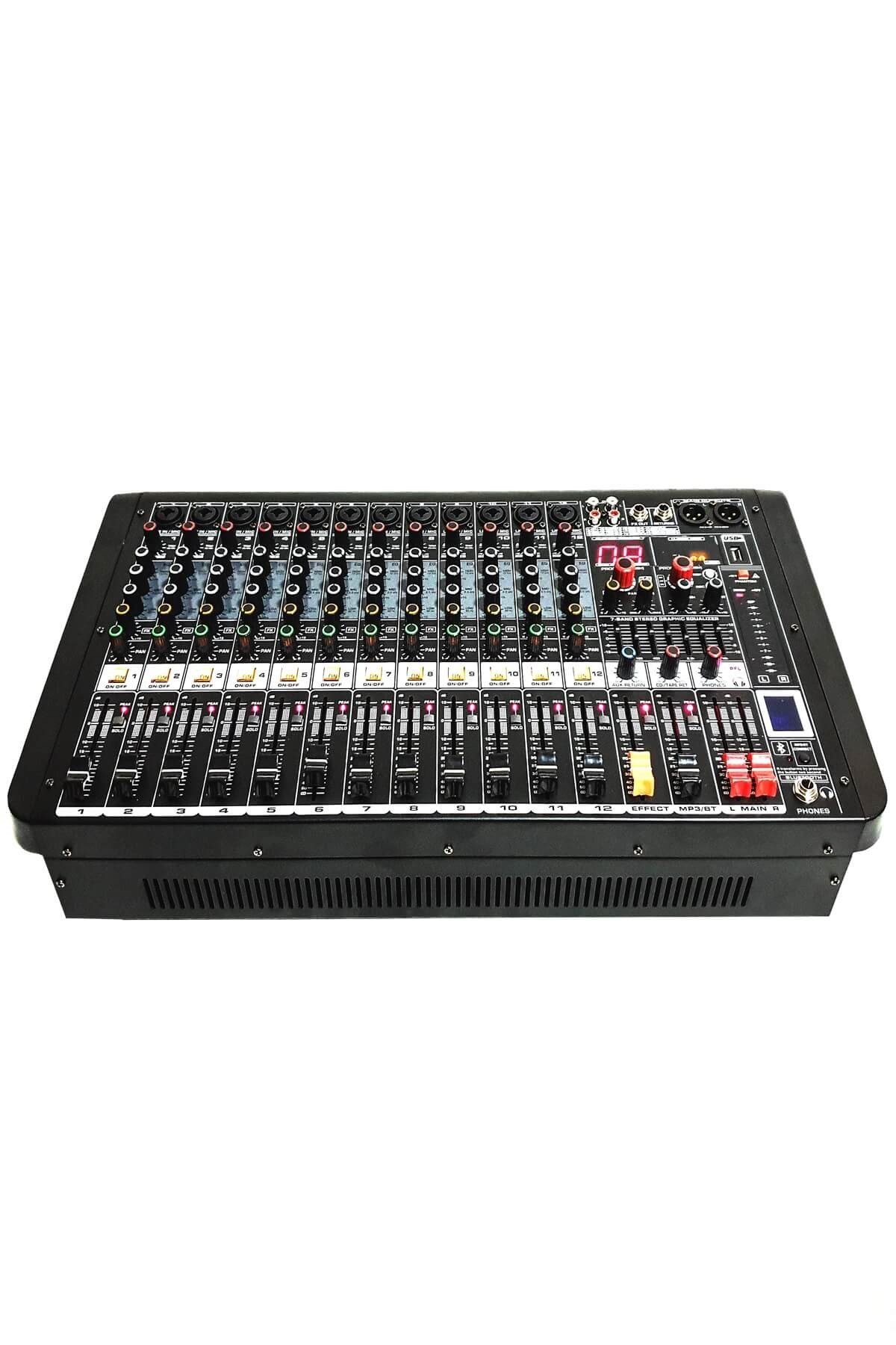 Midex MPX-1600 Power Mikser Amfi 12 Kanal 2x800W Multi Efekt Bt EQ Usb