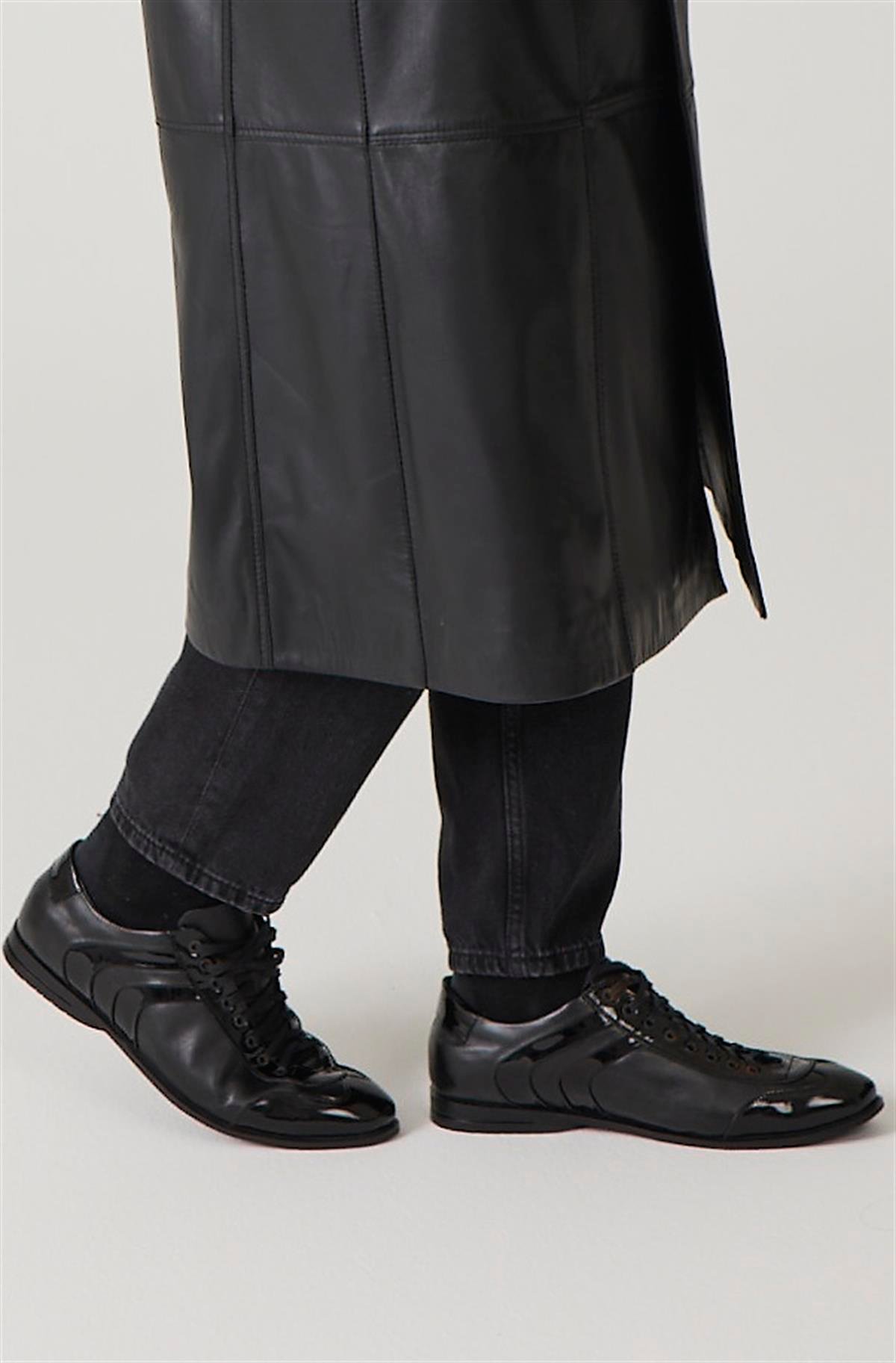 Grotto Siyah Rugan Çizgili Erkek Deri Casual Ayakkabı | Gerçek Deri Gerçek  Moda | Deriderim