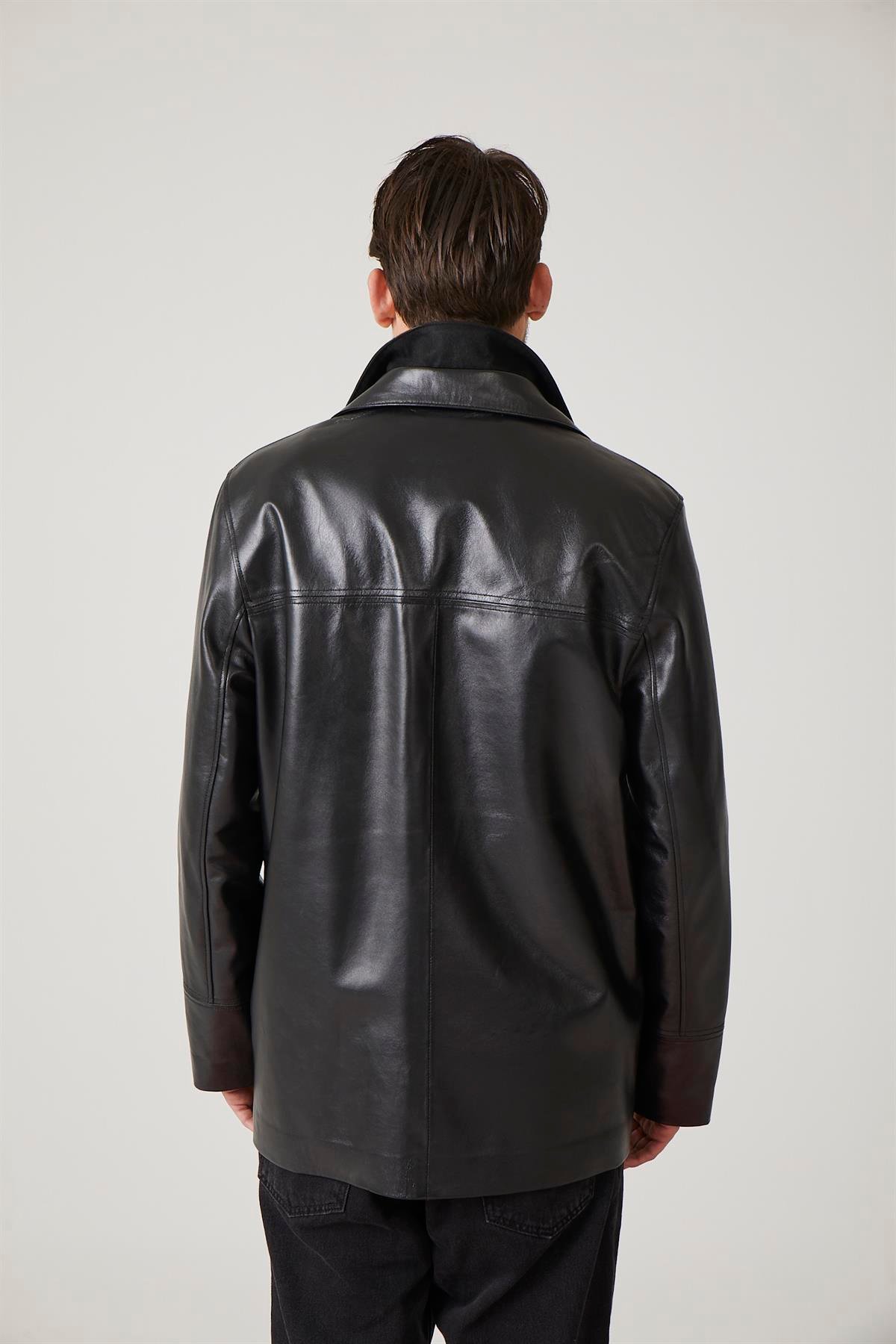 Sheldon Black Men's Leather Coat