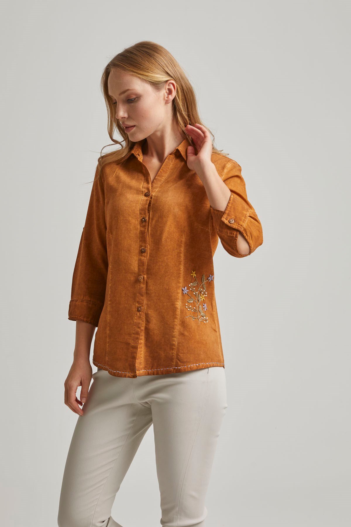 Konyak Şile Bezi Truvakar Kol Gömlek | Gerçek Deri Gerçek Moda | Deriderim