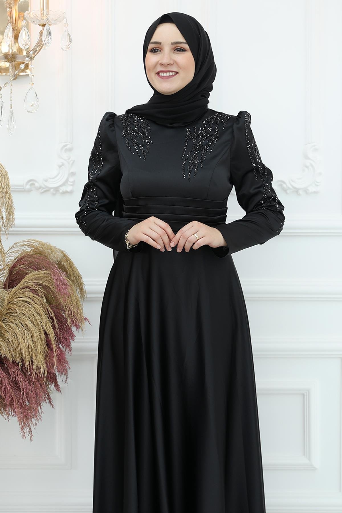 Zeren Abiye Elbise Siyah AMH938