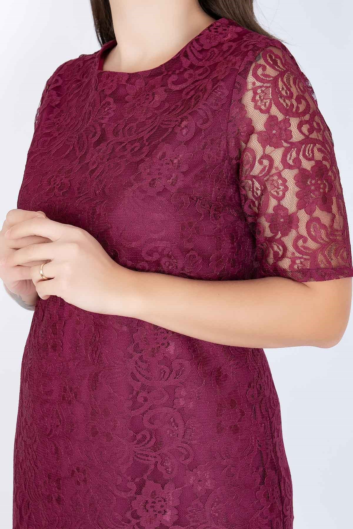 Robe Dentelle Couleur Prune FHM758 Bahyezen