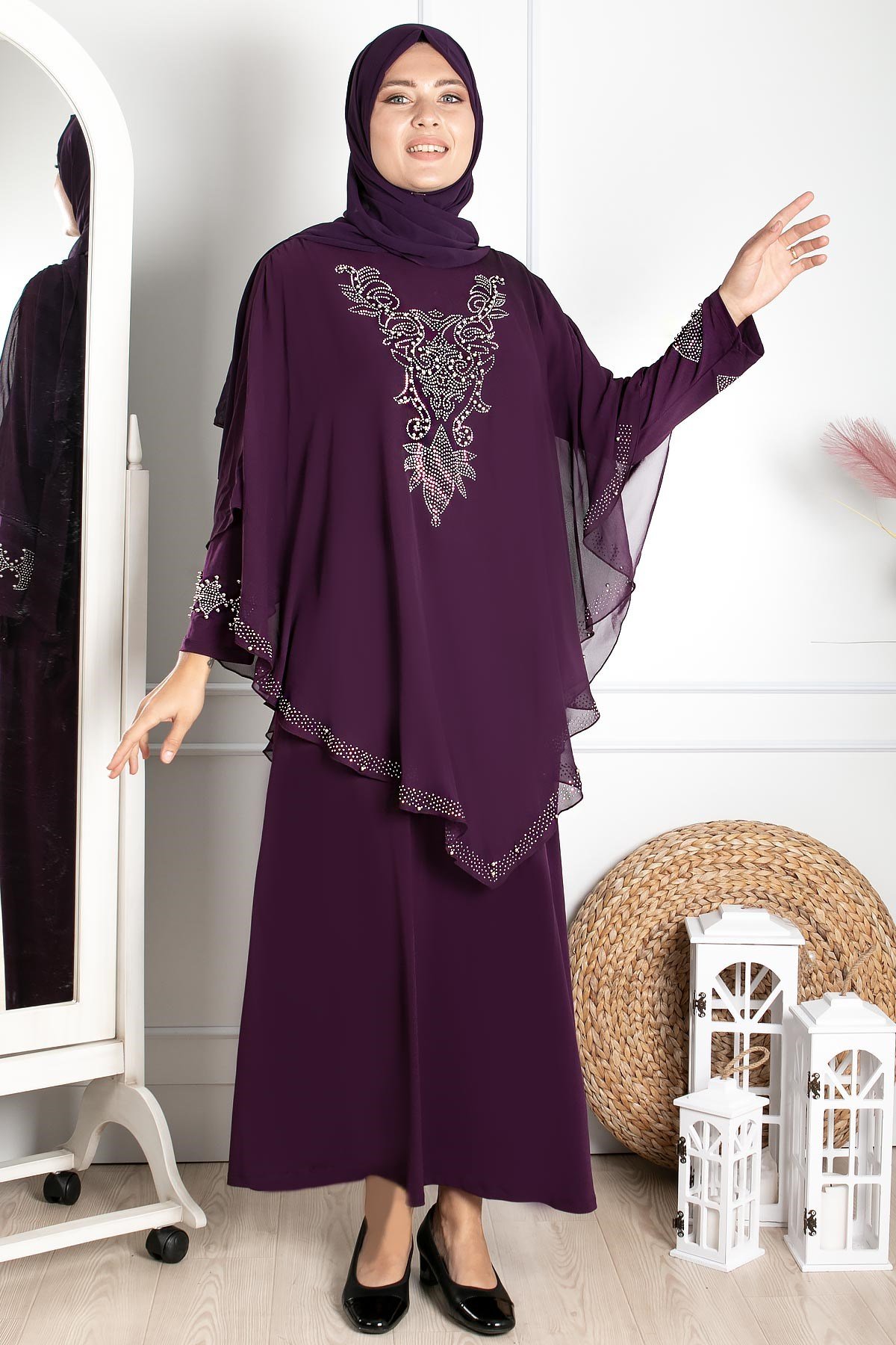 Robe de soiree Elasthanne Sans Doublure Ras du Cou Couleur Prune FHM642 Modavina