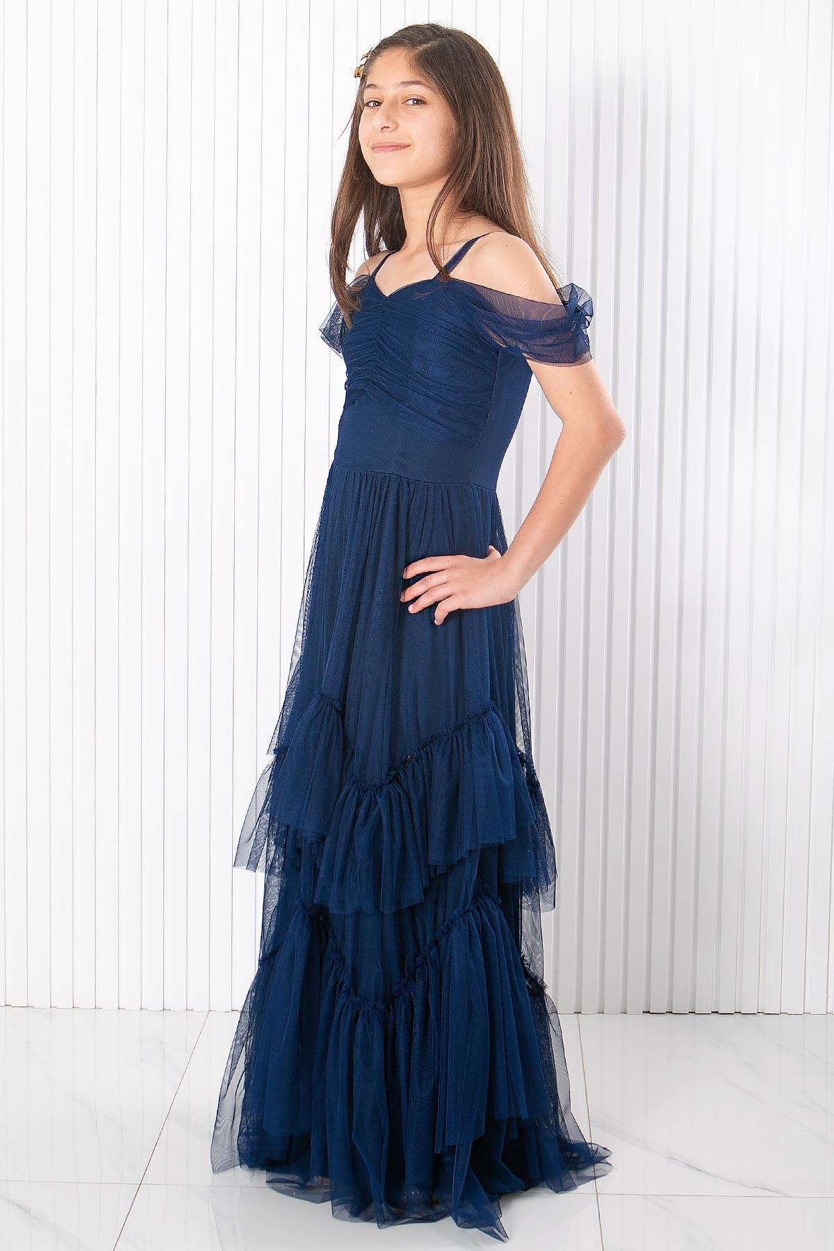 Robe tulle bleu marine sale