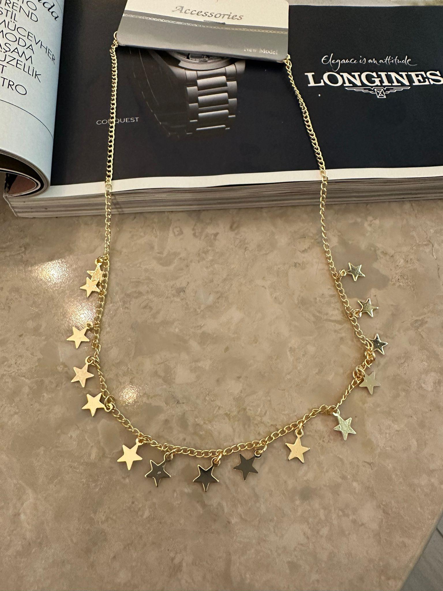 Zincir KolyeGold Yıldızlı İnce Zincir Kolye