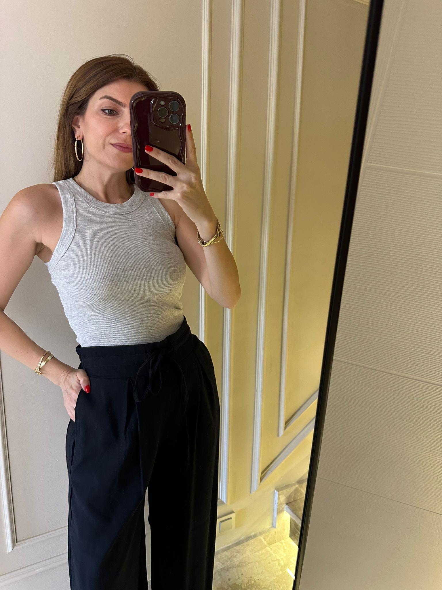 Halter Yaka BodyMelanj Gri Halter Yaka Body