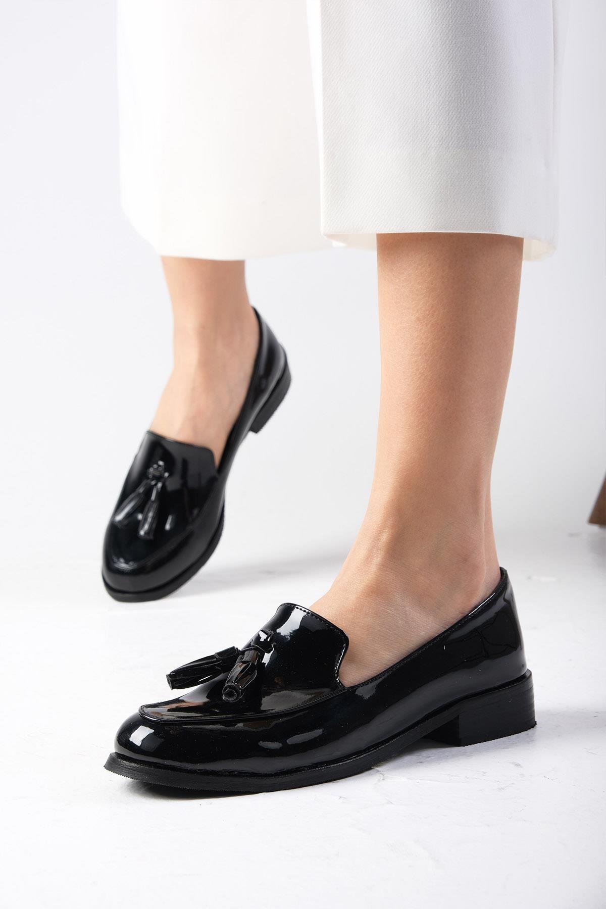 Mio Gusto Siyah Renk Rugan Oxford Ayakkabı
