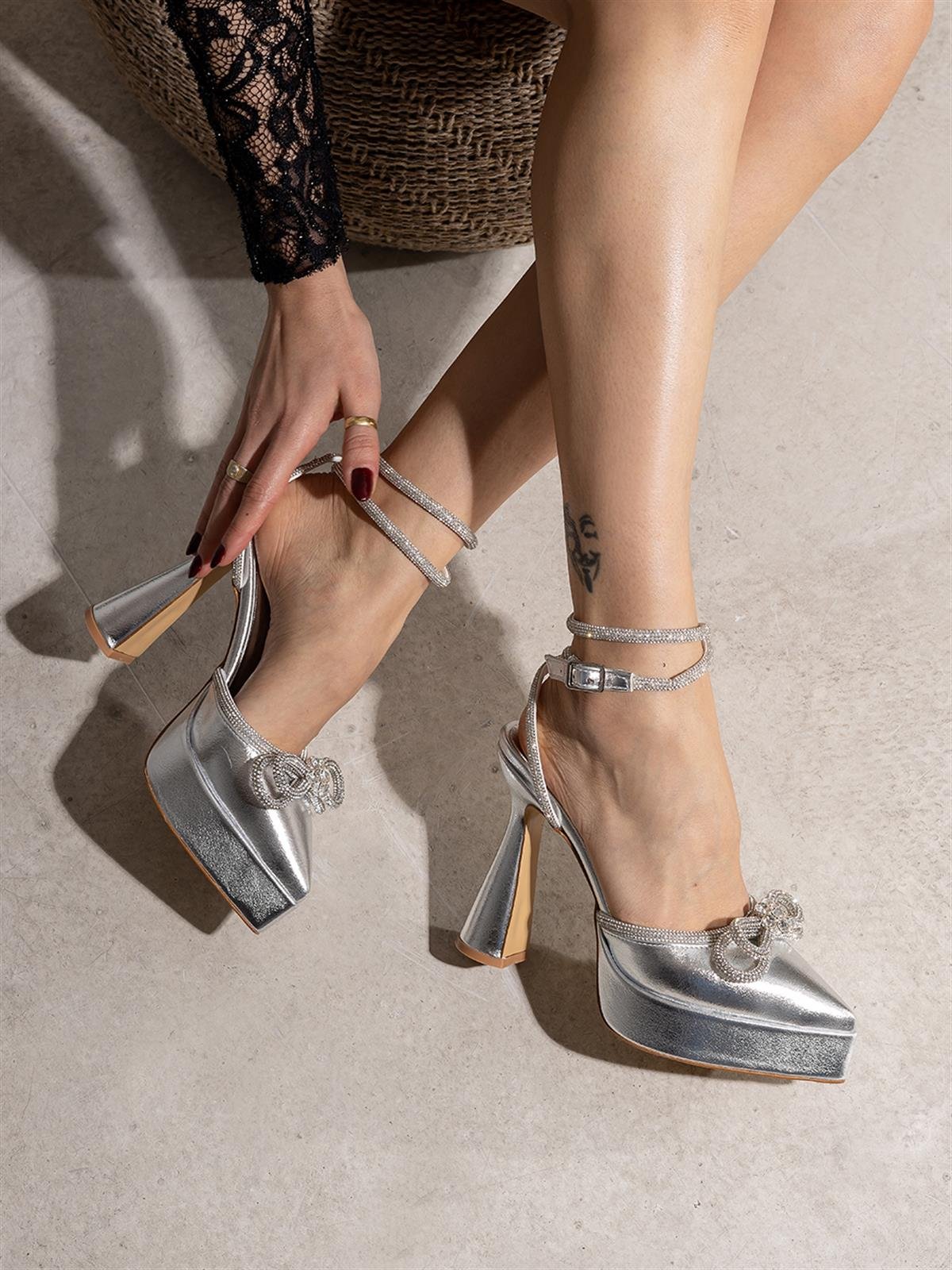 Mypoppishoes / Gümüş 12 Cm Topuklu Ayakkabı Bellezza