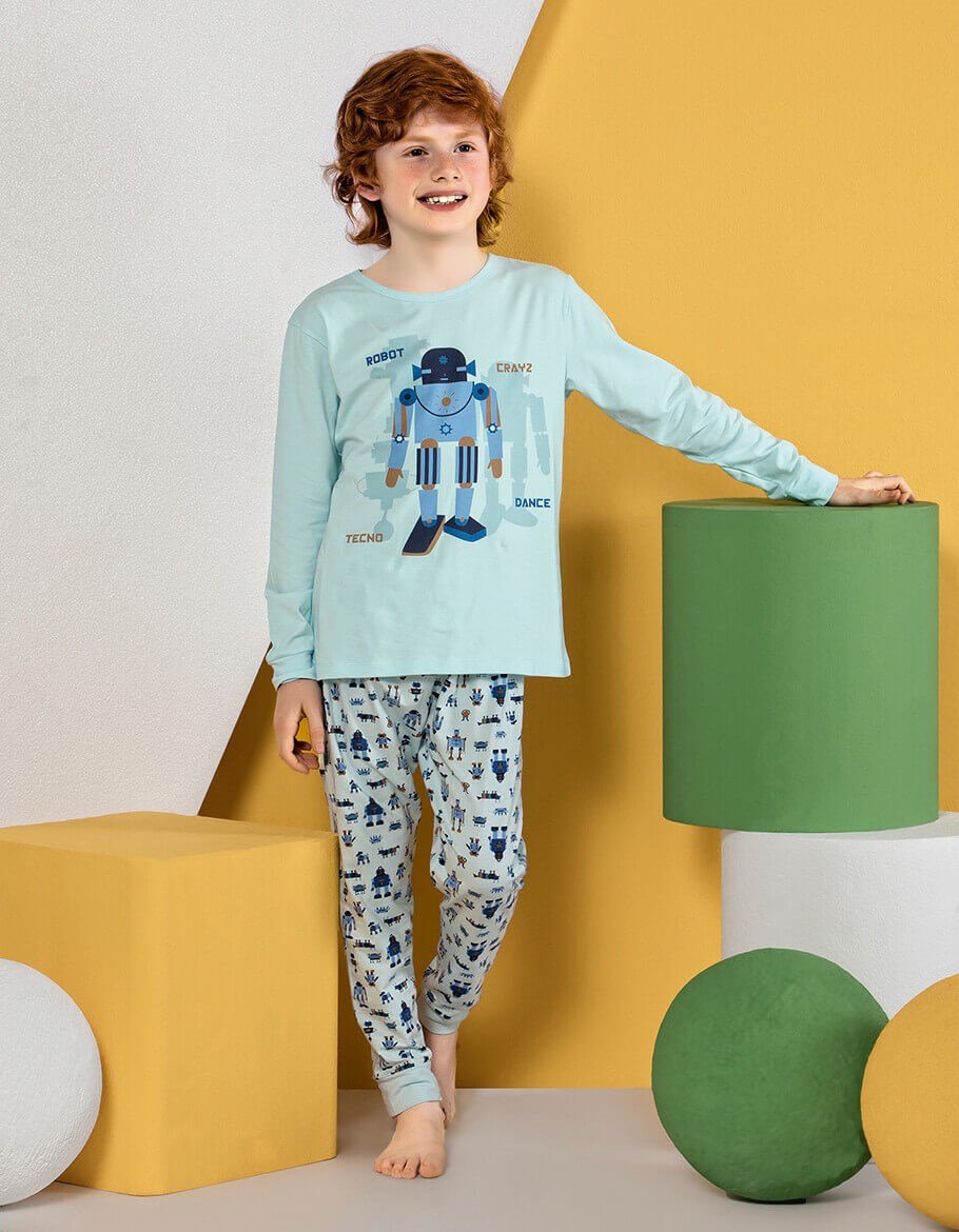 Doni Robot Baskılı Erkek Çocuk Pijama