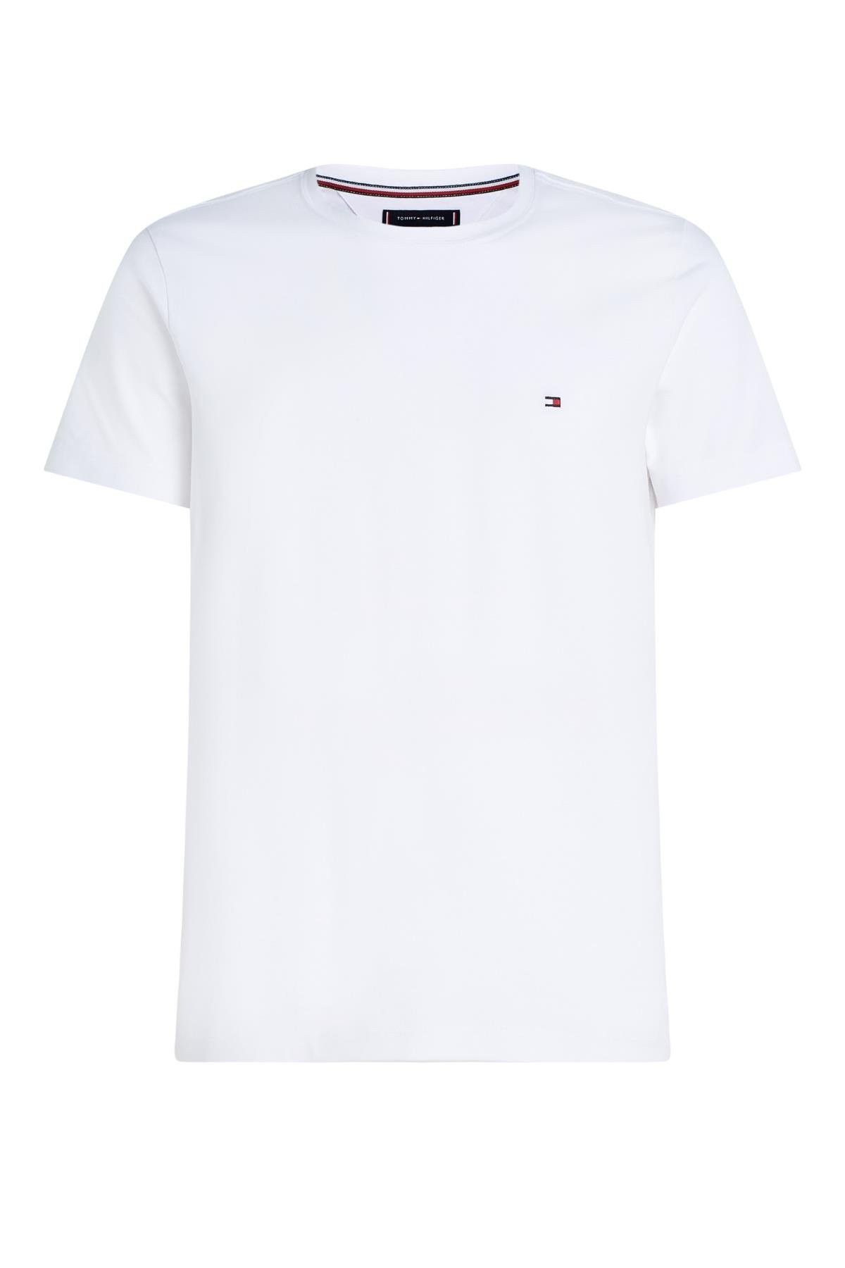 Tommy Hilfiger Core Stretch Slim C-Neck Erkek Tişört | MW0MW27539YBRBeyaz |  kuzeybrands.com