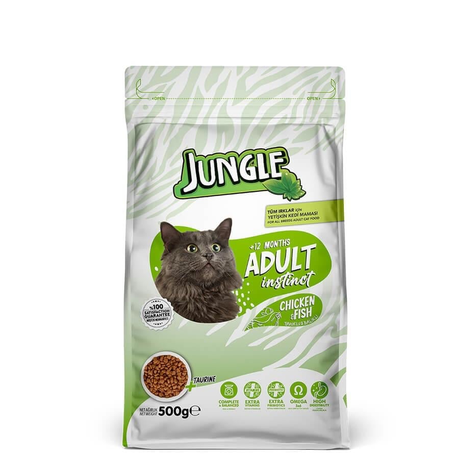 JUNGLE YETİŞKİN KEDİ MAMASI TAVUK-BALIK 500GR