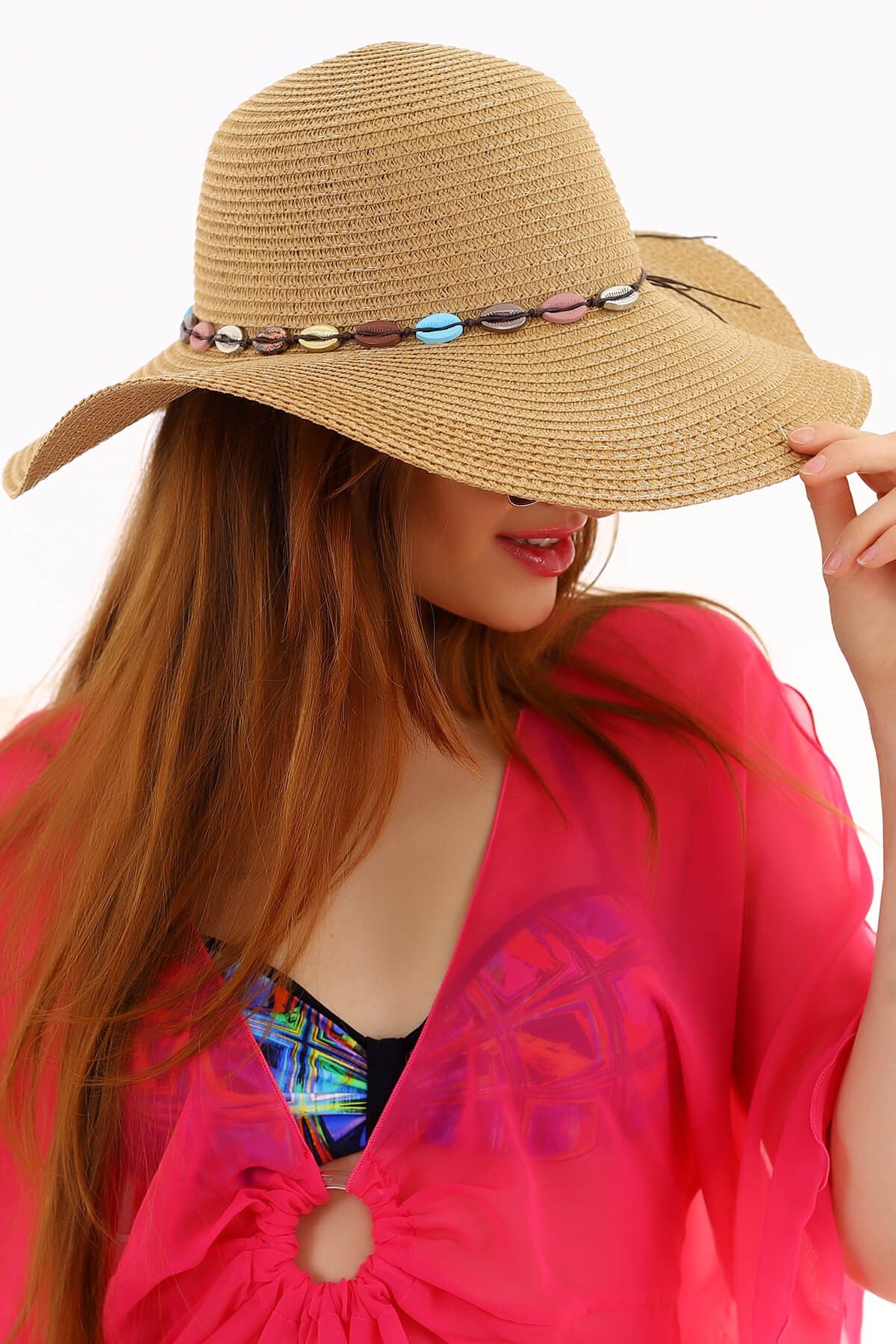 Kahverengi Trend Kadın Plaj Şapkası