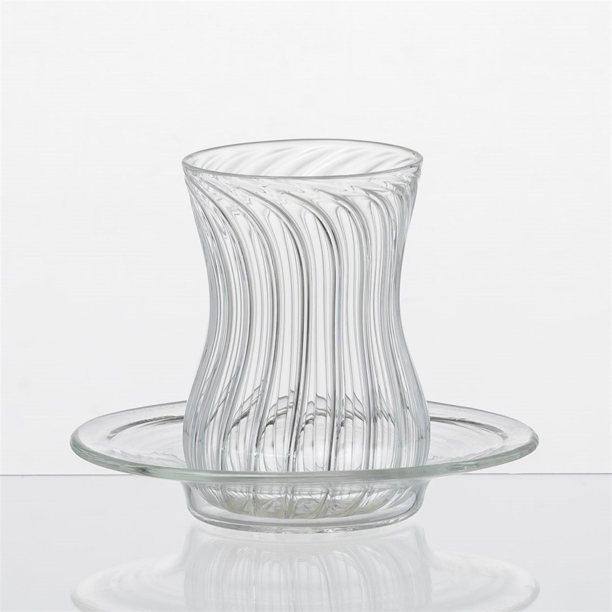 Çay bardağı çizgili cam-tabak düz cam