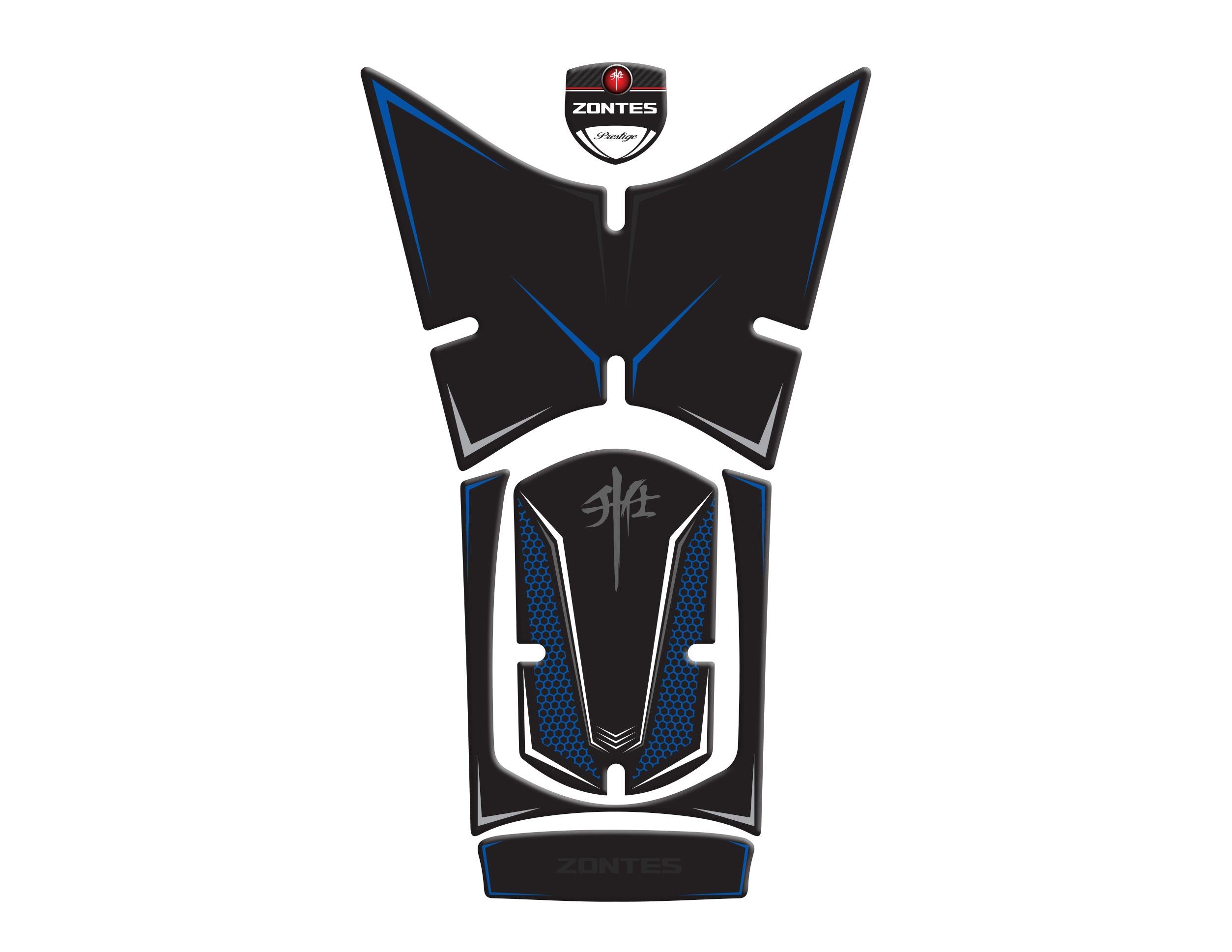 Rks RZ250S Zontes 2023-2024 Uyumlu Tank Pad Siyah Mavi Redline Grafik
